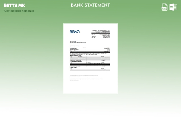 модерен стил Парагвајски BBVA банкарски шаблон ексел